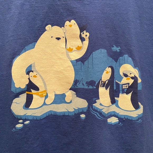 Threadless First Edition Penguins on Holiday - royal blue - women’s large - Picture 2 of 5